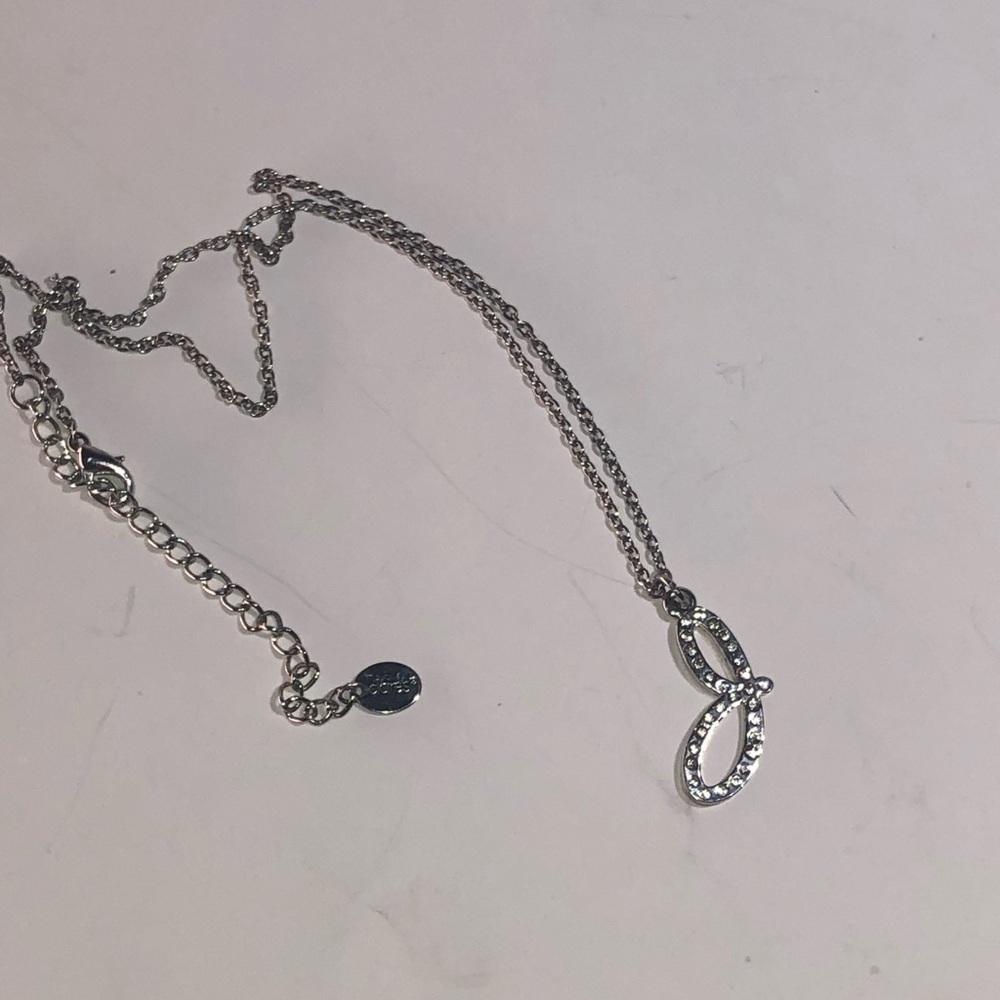 Initial“J”Rhinestone~Claire’s Silvertone Necklace - Picture 3 of 8